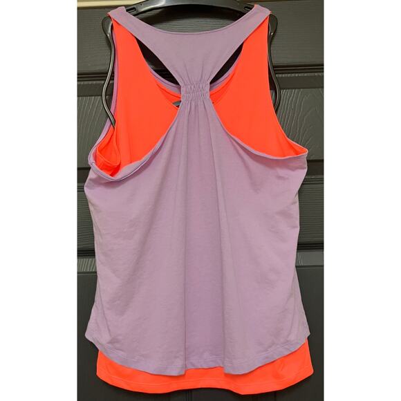Under Armour Girls YXL Tank Top Loose Fit Purple Orange Layered Activewear - Picture 2 of 6